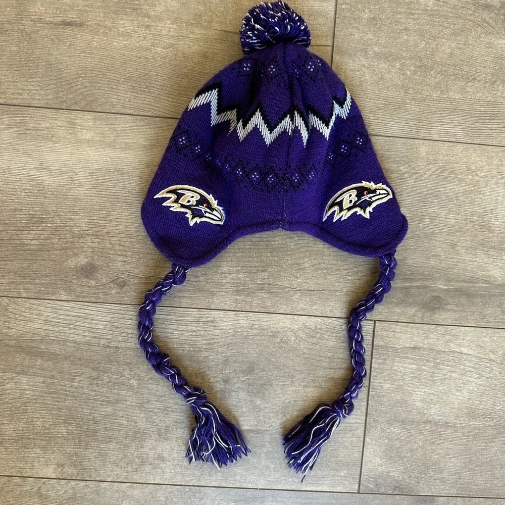NFL Baby Baltimore Ravens Purple/Black Jacquard Tassel Knit Hat with Pom